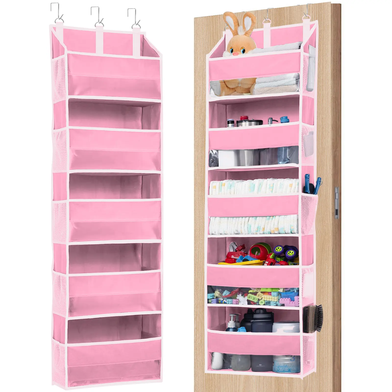 Over-the-Door Home Storage Organizer - Hangable 5-Tier Hanging Rack with 10 Large Pockets, Antitilting Design, 44 lbs Cap., Multi Functional for Bedroom, Closet