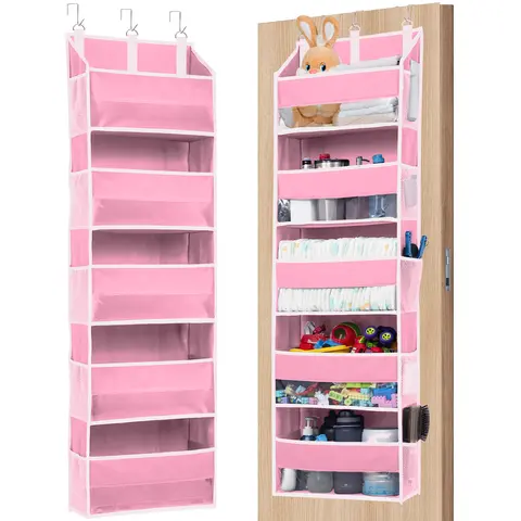 Hangable Over-the-Door Multi-Tiered Home Storage Organizer - 5-Tier Hanging Rack with 10 Large Organized Pockets, Antitilting Design, 44 lbs Capacity, Multi Functional Storage for Bedroom, Bath Closet Organization