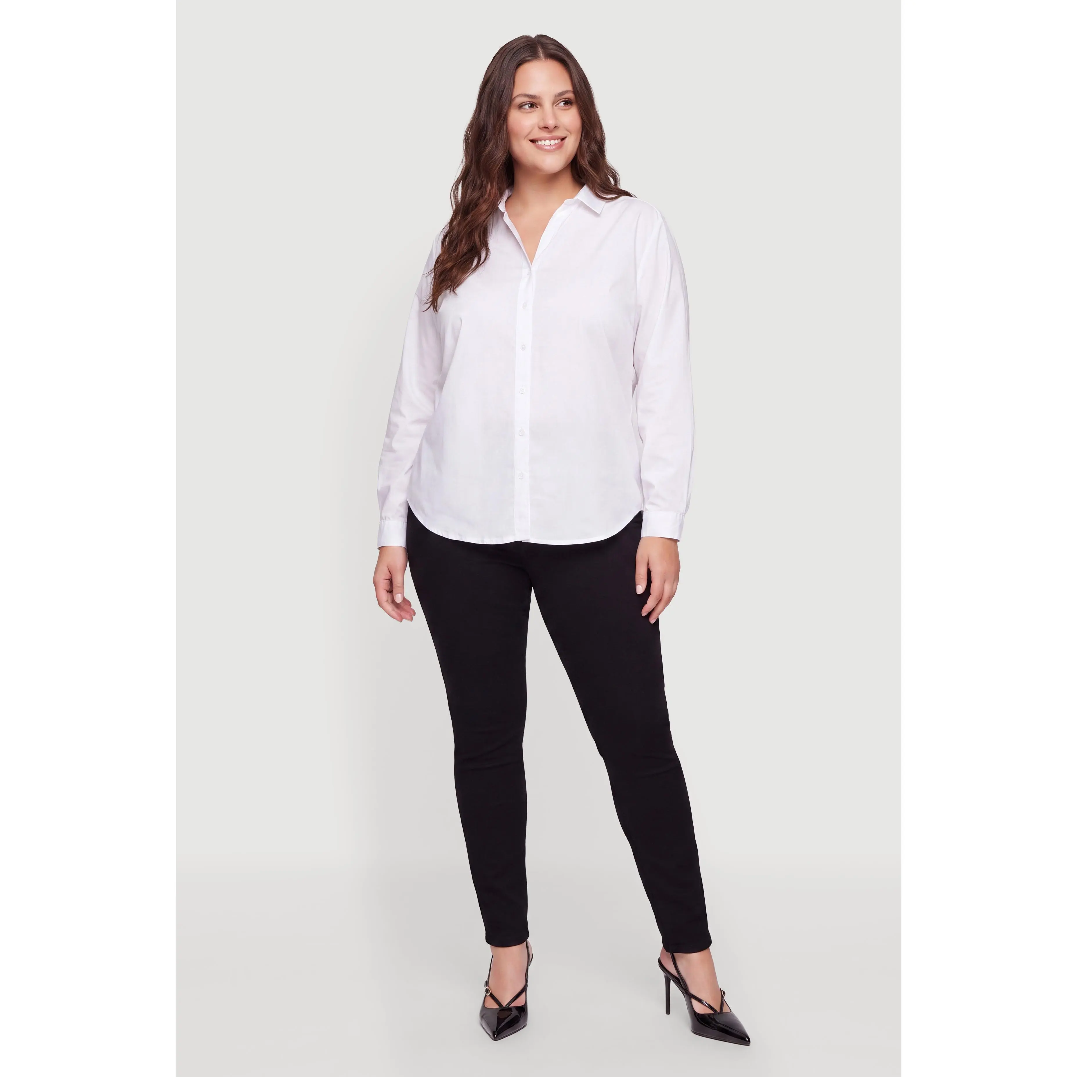 Plus Size Twill High Waisted Skinny Pants