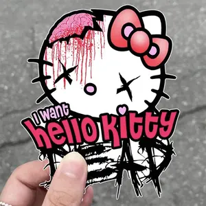 Evil Kt Cat Car Sticker 20cm, Evil Hello Kitty American Style, Cute Cartoon Decal for Cars, Fun and Unique Car Decoration, Truck Car Decal
