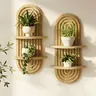 Bamworld Boho Brown Wooden Floating Plant Shelf - 1 Tier-1pcs/2-Tier Hanging Stand, Art Deco Mid-Century Retro Home Decor, for Indoor Plant Hanger, Home Bathroom Use, Gift-Worthy Shelves