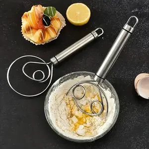 Stainless Steel Handheld Dough Mixer with Scraper, Dual-Hole Quick Mix Tool for Cooking Baking and Stirring, Essential Kitchen Gadget