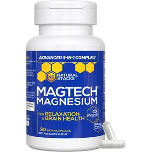 MagTech Magnesium Complex for Women & Men - 3 Forms of Magnesium: Glycinate, Magtein L-Threonate & Taurate - 200mg Chelated Complex - Support for Relaxation & Brain Health - 90 Glycinate Capsules