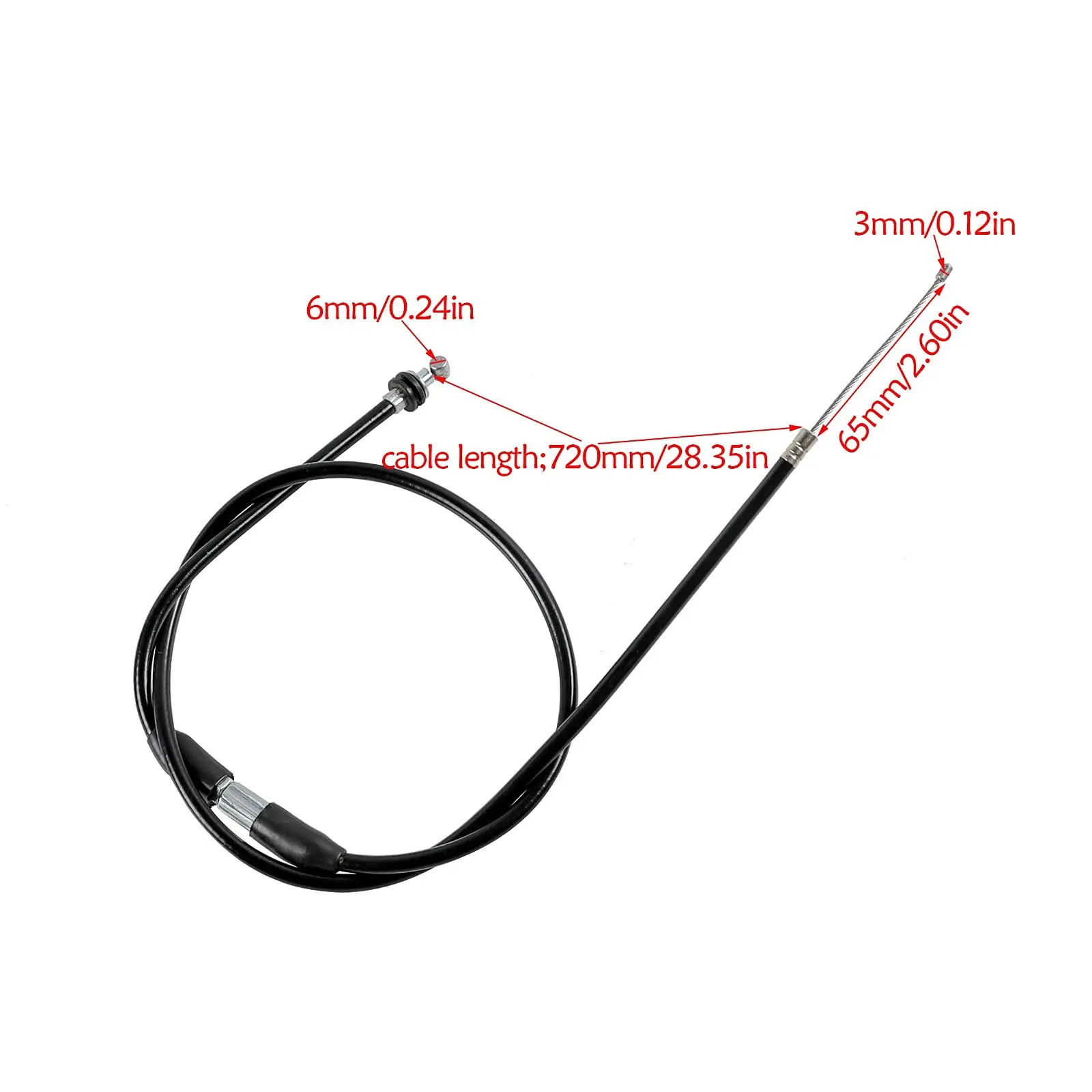 720mm 28inch Thumb Accelerator Throttle Cable 65mm Travel Length for 4 Stroke Go Kart ATV UTV Quad Bike Moped Buggy Dune Bull Mars Polaris TaoTao Coolsport Lifan Kazuma Sunl Eagle 50cc-150cc