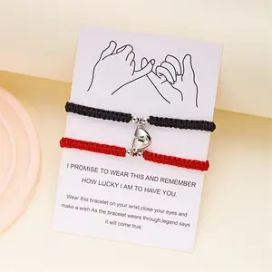 2pcs Magnetic Couple Bracelets Love Heart Shaped Matching Attraction Adjustable Bracelet Women Men Lover Engagement Jewelry Gift