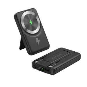 ArtCyber Magnetic Powerbank 10000mAh - Foldable, Dual Cable, 5 Device Charging, 22.5W Wired/15W Wireless, Smart LED Display, iOS & Android Compatible, Compact & Portable