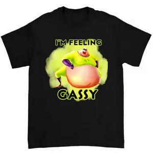 Men's Cotton Shortsleeve Cartoon T-Shirt - The Incredibles "I’m Feeling Gassy" Themed Menswear, Tropical Funny Fan Top, Casual Round Neck Sweat Fabric Tee with Hoodie Option