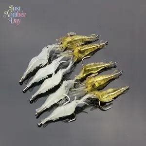 10PCS 4cm 1.3g Pre-Rigged Soft Shrimp Lures, Lifelike Bionic Shrimp Baits for Freshwater Fishing, Ideal for Topwater Predators