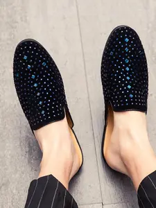 Men's Fashionable Rhinestone Decorated Slides, Casual Comfortable Loafers Slippers for Summer, Breathable Comfortable Shoes for Daily Wear, Boy