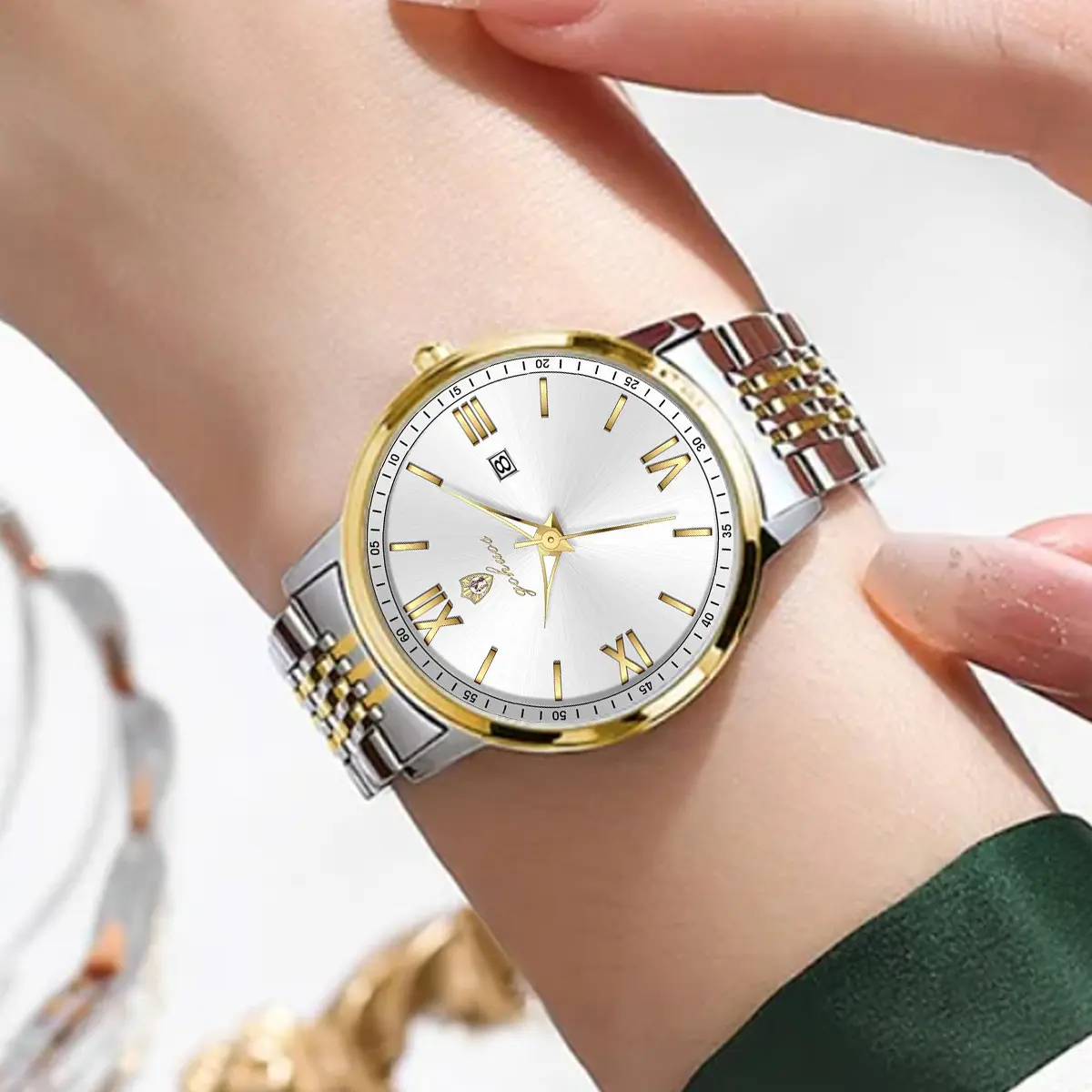 GOHUOS Elegant Luxury Woman Watch Waterproof Luminous Date Ladies Watch High Quality Stainless Steel Simple Women's Quartz Watches