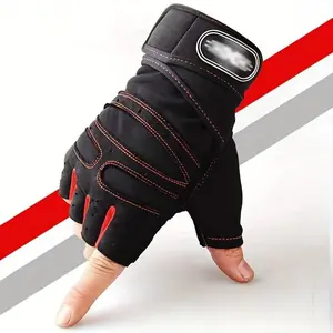 Half Finger Workout Gloves for Men Women, Non-Slip Silicone Palm Gym Gloves, Breathable Anti-Sweat Weight Lifting Gloves with Adjustable Wrist Strap, for Fitness Training, Cycling, Bodybuilding, Outdoor Sports