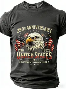 Men's And Women's Patriotic T-Shirt Celebrating The 250Th Anniversary of America's Independence -Commemorative Black T-Shirt for The Founding of The United States 250 Years - A Vintage Design Featuring an Eagle And The American Flag