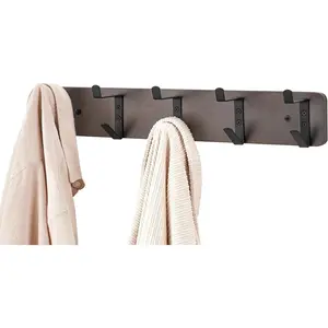 Hanger wall hanging hook for hanging heavy metal guide rail hat hangers, with 5 double hooks for coats, keys, belts, wallets, pockets, hats, towel racks, entrance bathroom