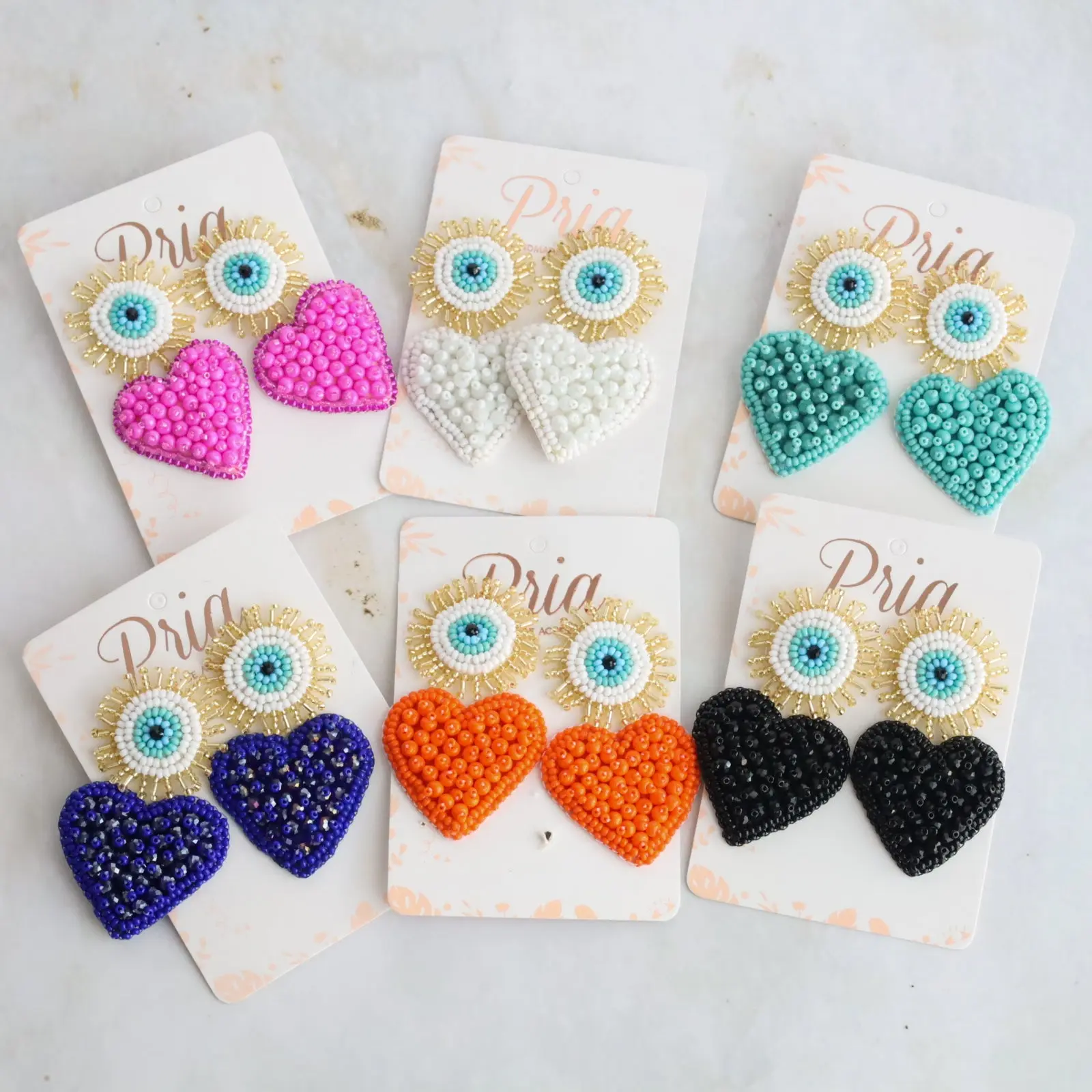 Eye Heart Beaded Earrings
