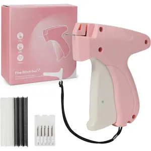 Stitch Gun for Clothes Handheld Clothing Stitch Gun Micro Tag Gun for Clothes Quick Clothing Fixer Gun Includes 5 Needles, 500 Black Fasteners &500 White Fasteners (Pink)