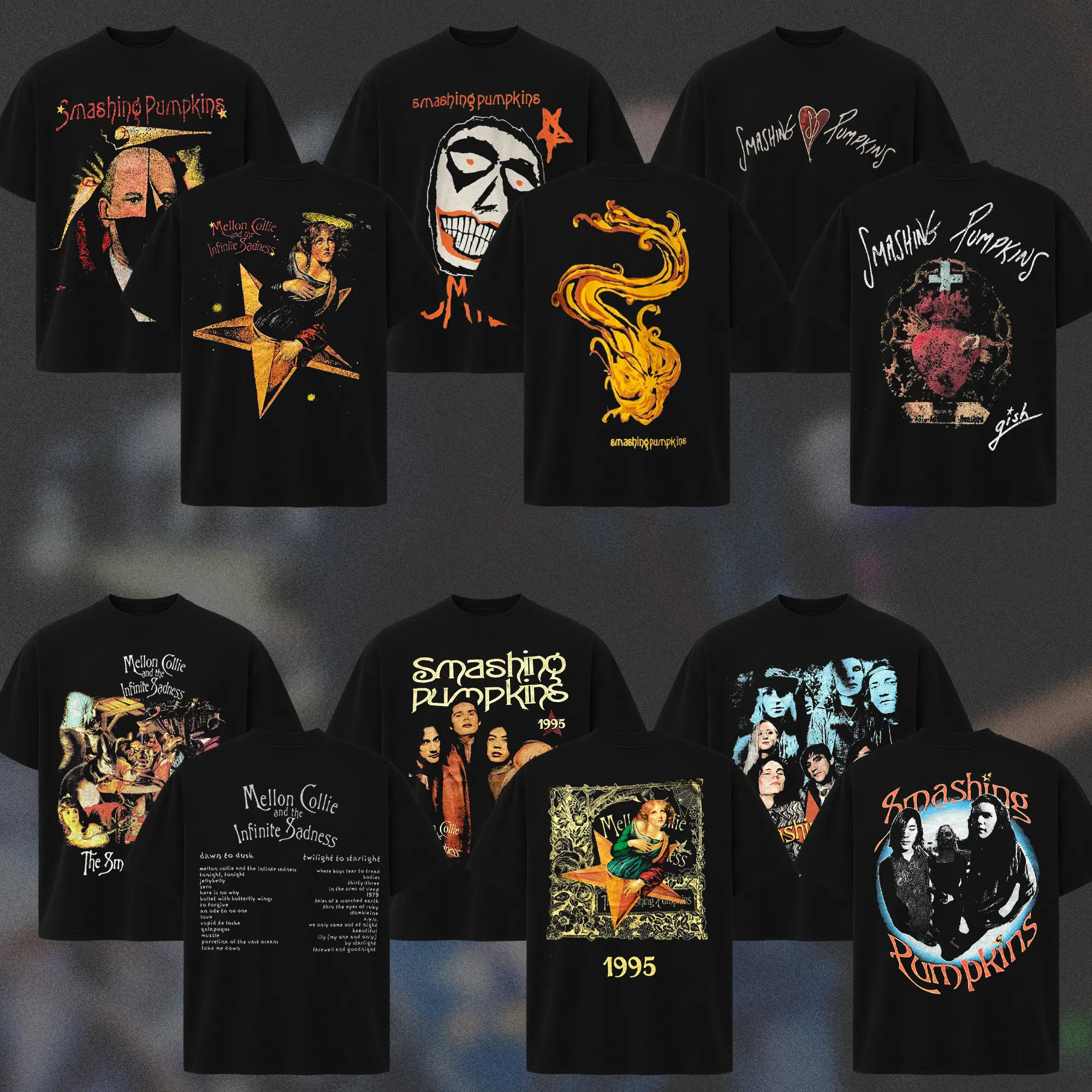 [COLLECTION] The Smashing Pumpkins Band T-Shirt Collection, 90s Alternative Rock Band Tee, Vintage Grunge Inspired Shirt, Dreamy Psychedelic Graphic Tee, Unisex Oversized Rock Band Tee, Gift for Alternative Rock Fans, Rock Music Shirt for Men & Women