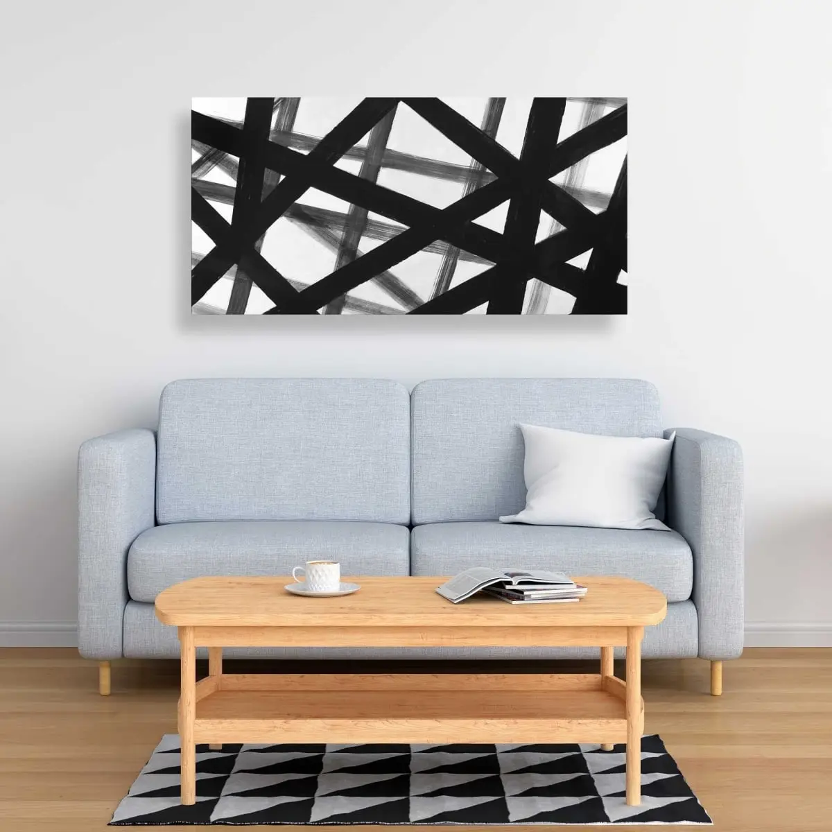 212 MAIN Abstract Bold Lines Wall Artwork - 24x48 in Minimalist White Artistic Print, Minimalism Room Decoration, Thoughtful Home Decor Gift, Abstract Graphic Wall Arts, Art-Themed Wall Arts