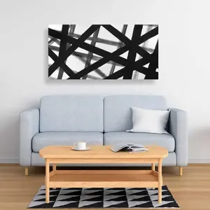 212 MAIN Abstract Bold Lines Wall Artwork - 24x48 in Minimalist White Artistic Print, Minimalism Room Decoration, Thoughtful Home Decor Gift