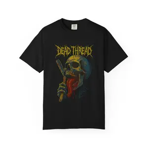 Skull and Straight Razor T-Shirt Design, Dead Thread Collective, Graphic Band T-Shirt, Death Metal Clothing, Edgy Gore Shirt, Halloween