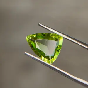 2.46 ct Natural Peridot Olive Green – Trillion Cut – AIG Certified