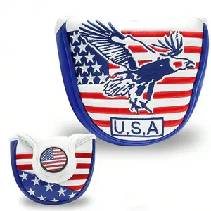 Golf Putter Cover, Golf Club Head Covers Mallet Putter Headcover Synthetic Leather Golf Blade Putter Cover With Magnetic Closure & America USA Style For Golf Putter Covers For Blade Putter Covers
