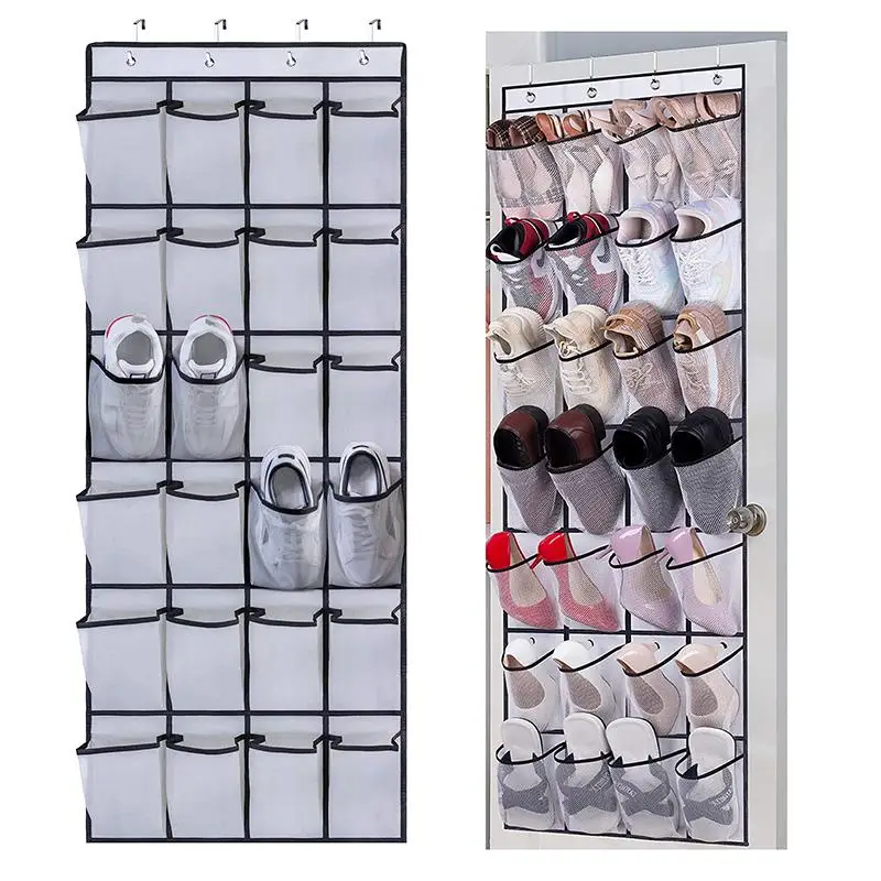 Door Back Shoe Organizer, 1 Count 24 Pockets Over The Door Shoe Storage Rack, Christmas Decor Hangable Shoe Storage Organizer for Door Closet, Room De