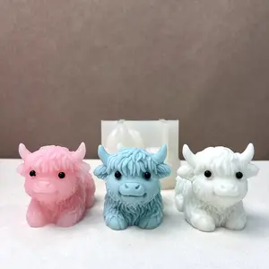 Scottish Highland Cow Silicone Mold, Realistic Cute Long Haired Bull Figurine Mould, Molding, DIY Home Garden Decor for Resin Plaster Cement Polymer Clay