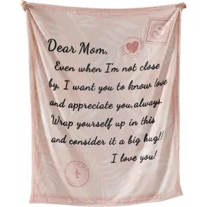 Flannel Blanket Throw Blanket for Mom Birthday Gifts from Daughter Son, Dear Mom Blanket for Women's Day, Super Soft Flannel Throw Blanket for Couch Bed Sofa, Warm and Cozy
