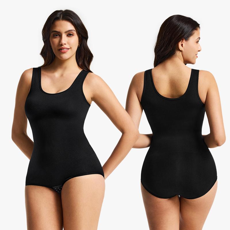 Nebility Women's Seamless Basic Shapewear - Comfortable Crewneck Sleeveless Bodysuit, Minimalist Womenswear for Daily & Outdoor Wear Curve Hugging Compression