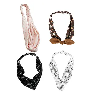 4Pack Knotted Headbands Colorful Cloth Headbands Non Slip Elastic Sweat Hairbands Fashion for Girls  Ear Bow Hairbands Hair Accessories, 4 Styles Headbands for Men ,a,Hairband for Women and Boys