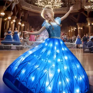 UPORPOR Light Up Girls Halloween Costume Snow Princess Dress Ice Christmas Costumes Kids Costume, Blue Purple