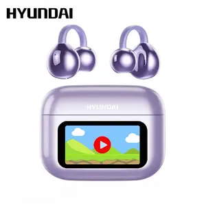 HYUNDAI M100 Clip-On Ear Headphones with Audio-Visual Touch Screen, Wireless Audio Headphones for Music & Phone Calls, Sport Waterproof & Sweatproof, with 2025 Bluetooth 6.0 for Faster, Stable Connection & Low Power Use