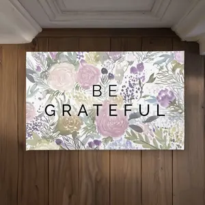Begin Home Decor CODM21340KM20S 21 x 34 in. Be Grateful Pink Motivational Door Mat - Indoor & Outdoor