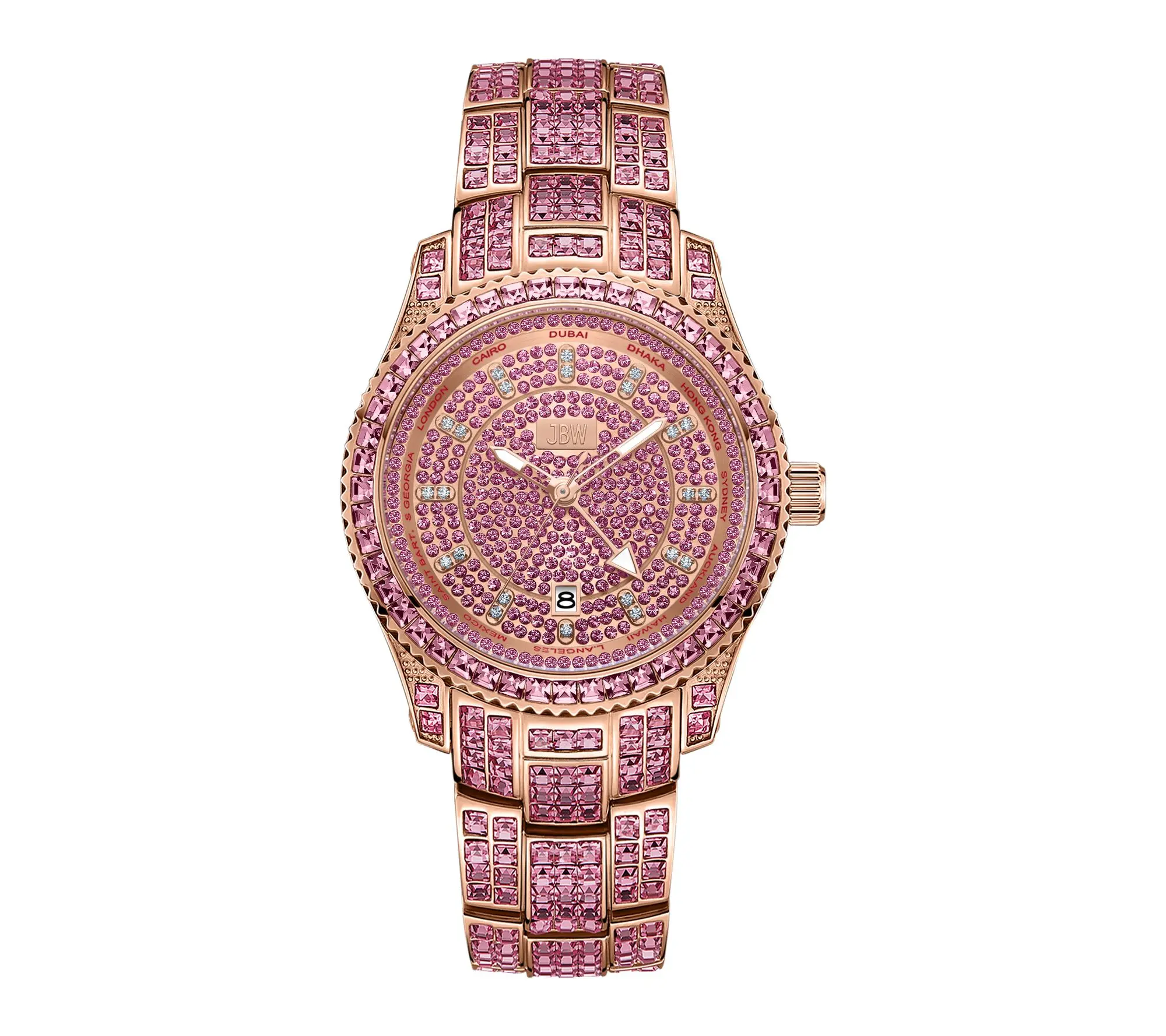 JBW Women's Jet Setter Pink Crystal Watch, 18K Rose Plated JBW Women's Jet Setter Pink Crystal Watch, 18K Rose Plated