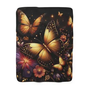 B.M.D Golden Butterflies Fleece Blanket