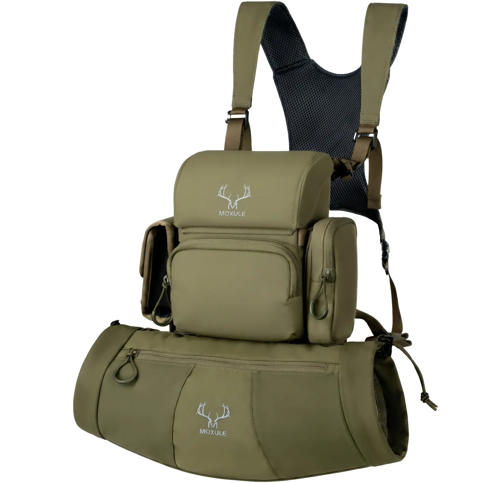 MOXULE Adjustable 500D Nylon Binocular Harness Chest Pack, Waterproof Modular Outdoor Bag with Silent Closure, Rangefinder Pocket & Hand Muff for Hunting, Birdwatching, Multifunctional Chestbag, Outdoor Chest Bag, Birds