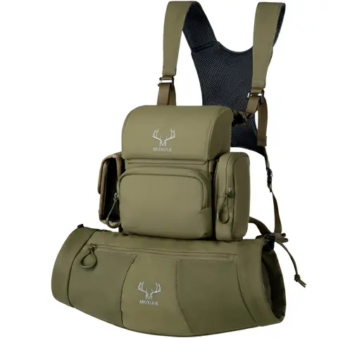 MOXULE Adjustable 500D Nylon Multifunctional Chestbag - Waterproof Modular Outdoor Hunt Gear Accessories with Silent Closure, Rangefinder Pocket, Hand Muff, Magnetic Lid, 1-Hand Access, Breathable Straps for Hunting, Birds Watching, Unisex Adults