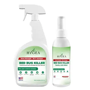 Hygea Natural Extra-Strength Bed Bug DIY Kit - Unique, Odorless, Child & Pet Friendly - All water-friendly surfaces - 1 Bed Bug Spray (24 oz) & 1 Bed Bug Travel Spray in TSA Approved Size (3 oz)