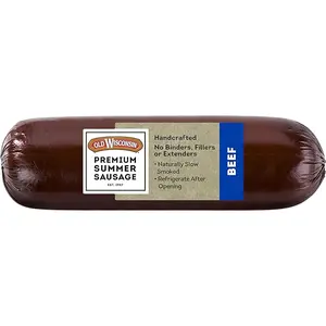 Old Wisconsin Premium Summer Sausage, 100% Natural Meat, Charcuterie, Ready to Eat, High Protein, Low Carb, Keto, Gluten Free, Beef Flavor, 8 Ounce Smoked Snacks Food
