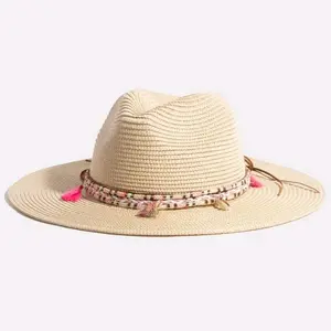 Cowboy Hat - Casual Straw Design, Adjustable Strap with Colorful Accents, Ideal for Outdoor Activities straw  hat fedora  hat