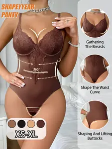 Women's deep V-neck lace shapewear underwear, lace mesh bodysuit, women's lace-paneled bodysuit, sexy and elegant design, perfect for parties and nights out, comfortable and stylish, sheer shapewear, the top choice for parties, sexy and form-fitting