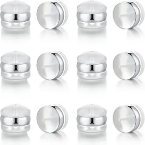 Silicone Earring Backs, 18K Gold Plated, Secure Locking for Heavy Earrings, Hypoallergenic Clear White