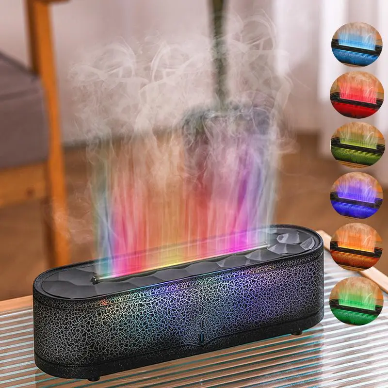 Gradual Change Color Simulated Flame Essential Oil Diffuser, Rechargeable Aroma Diffuser with Remote Control, Ultrasonic Cold Mist Humidifier