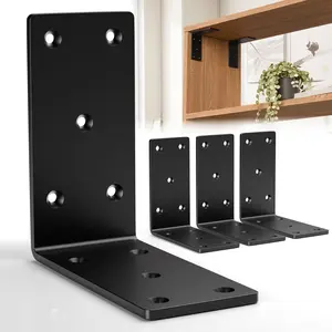 4 Pcs 5" X 5" Heavy Duty L Brackets for Wood,Fence Pergola Brackets,90 Degree Corner Bracket,Countertop Support Bracket,5x5 Post to Beam Connector,Thickness 1/4"(4mm)