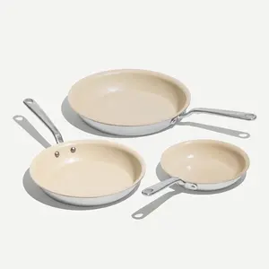 CeramiClad Non Stick Frying Pan 3-Piece Set (Includes 8",10",12") - 5 Ply Stainless Clad - Professional Cookware - Stainless