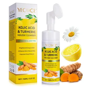 Yecuce Turmeric Press Pump Mousse 150ML, Facial Cleanser & Moisturizer, Deep Pore Cleaning, Suitable for All Skin Types