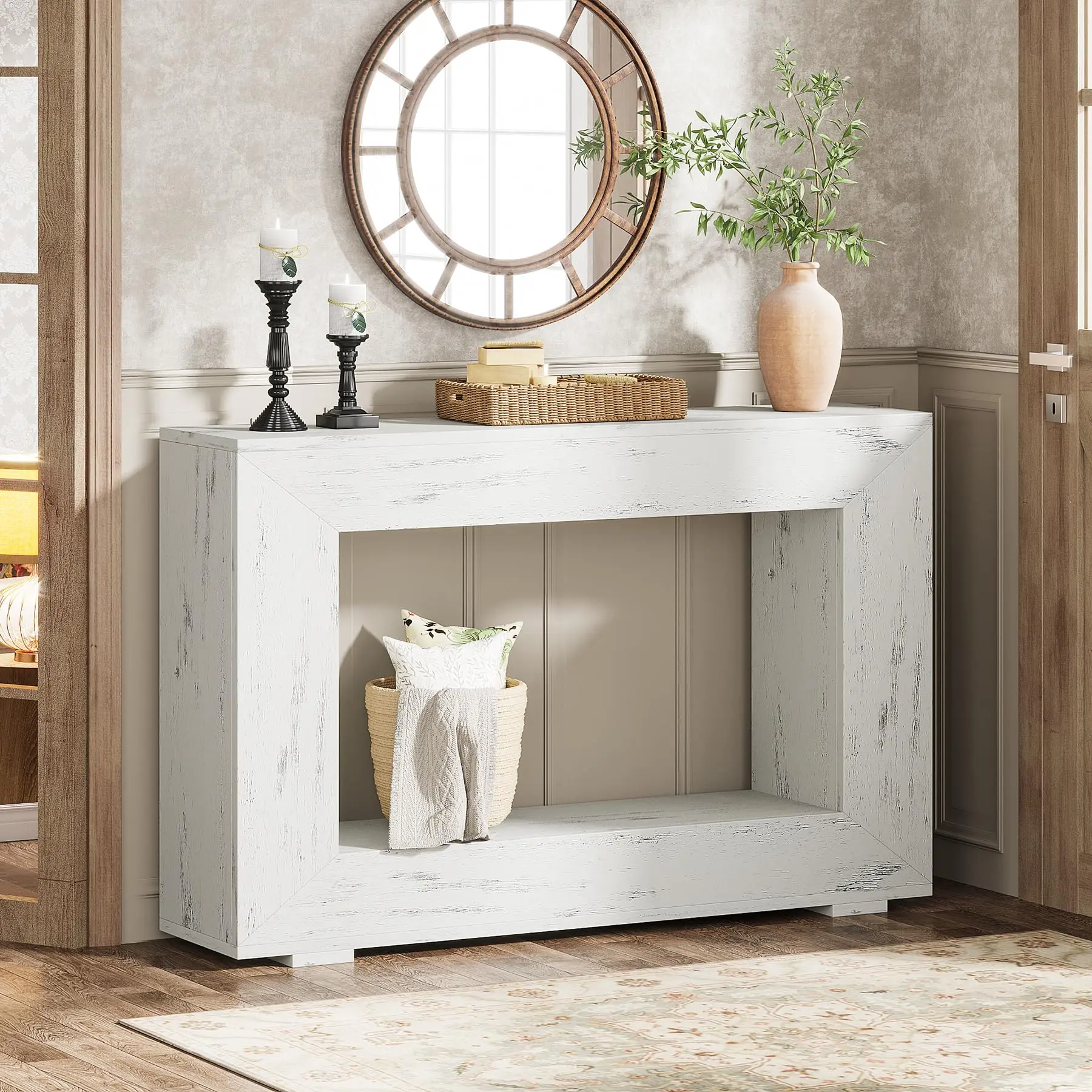 Tribesigns 47-Inch Farmhouse Console Table with Storage for Living Room, Industrial Accent Table for Entryway Modern Furniture