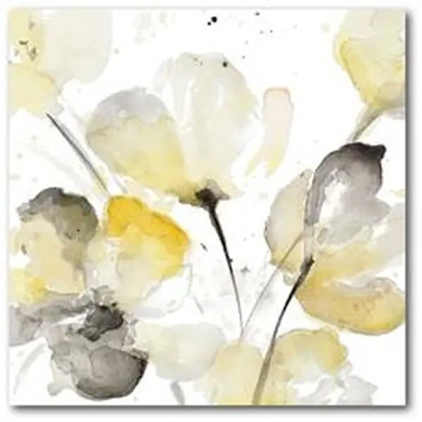 Courtside Market WEB-YG226 Artistic Thick Stable Warp-Resistant 30x30 in. Gallery-Wrapped Canvas Wall Decor, Neutral Abstract Floral Print for House Rooms, Office