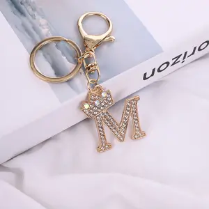 Journey Canvas Metal Crystal Letter Keychain Valentine's Day Gift Key Ring Backpack Pendant Full Diamond Letter Keychain