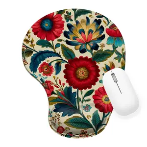 Vibrant Floral Pattern Silicone Wrist Rest Mouse Pad - 8.98*7.56inch - Ergonomic Support for Office Home Computer, Perfect Gift for Computer Users